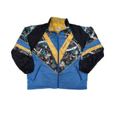 Vintage 90s Athletic Works Crazy Abstract Shell Jacket Size L Blue Black Yellow